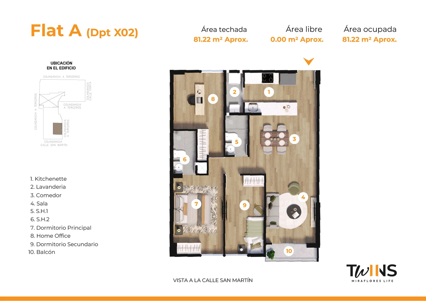Twins Torre A · 3 dorm · 81 m² en Miraflores