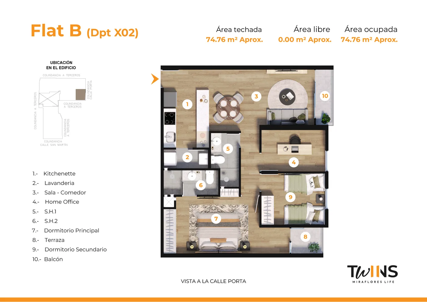 Twins Torre B · 3 dorm · 73 m² en Miraflores