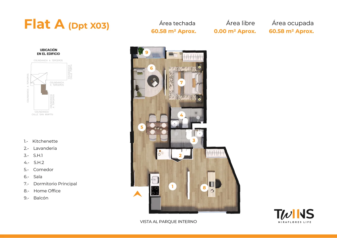 Twins Torre A · 3 dorm · 62 m² en Miraflores