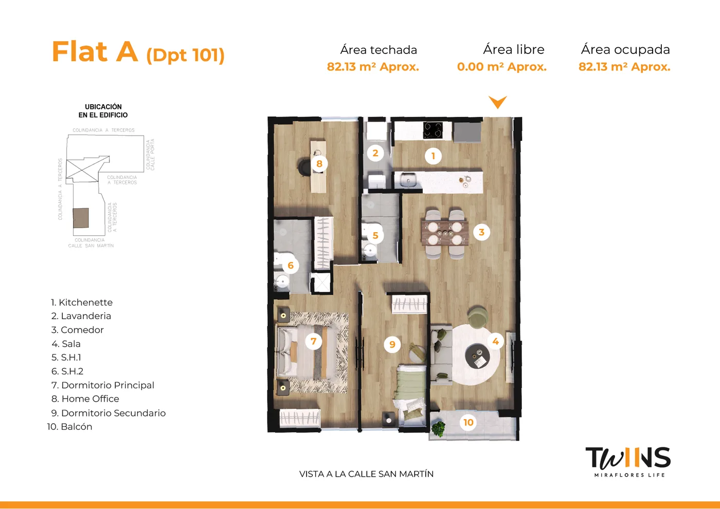 Twins Torre A · 3 dorm · 82 m² en Miraflores