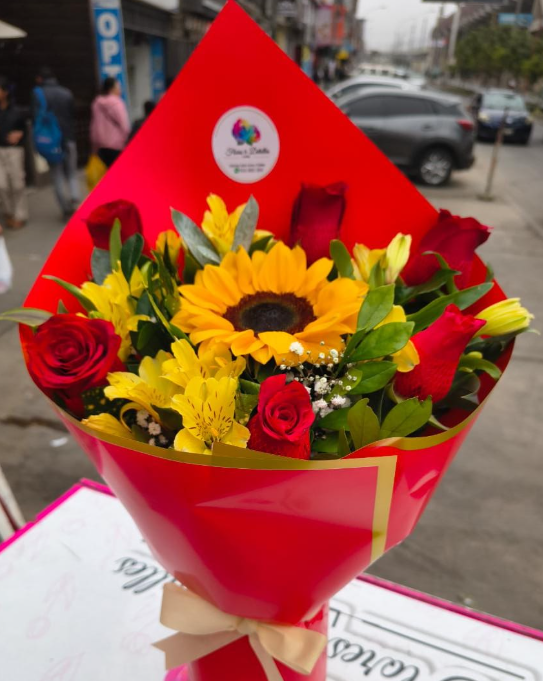 Rosa y girasol
